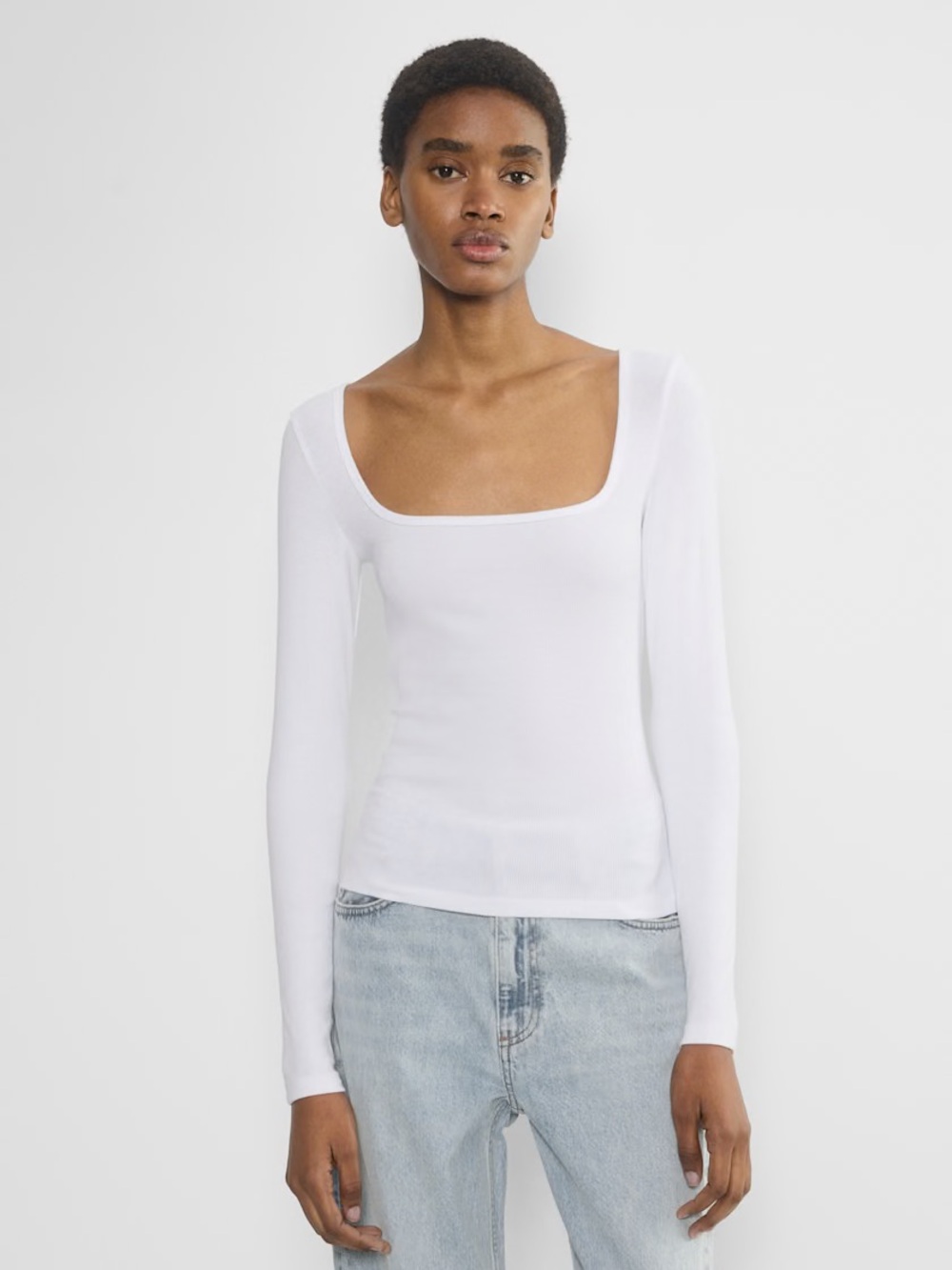 Aritzia HomeStretch™ Rib Squareneck Longsleeve white